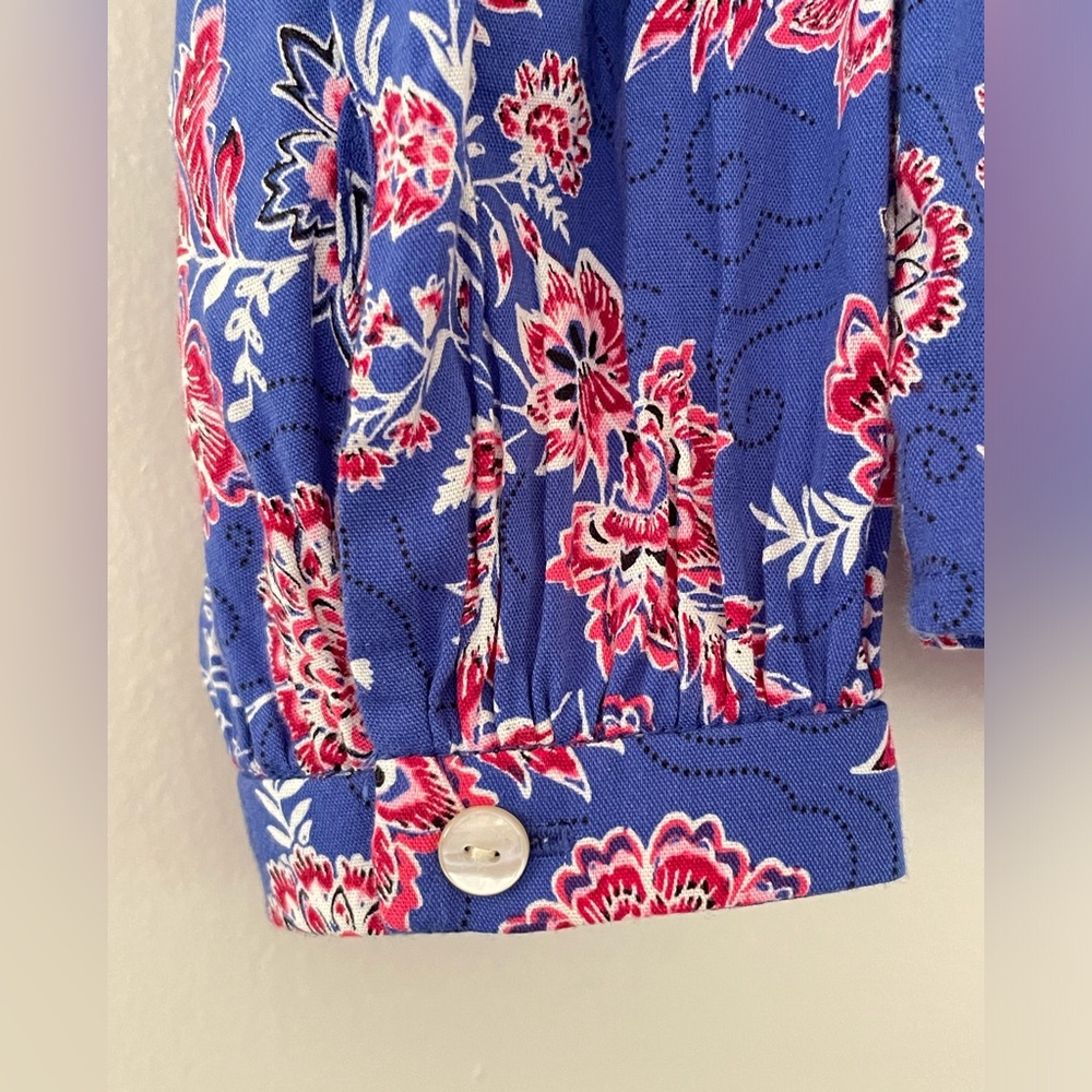 LOFT Blue Floral Long-Sleeve Blouse - Picture 4 of 9